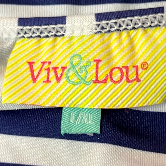 NWOT Viv & Lou Navy & White Striped Swim Cover Up Size L/XL - Picture 2 of 6